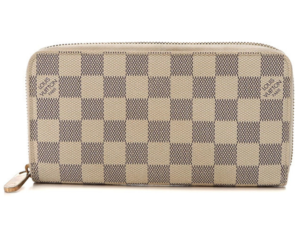 LOUIS VUITTON Long Wallet Zippy Damier Azur White